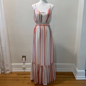 Women's M Multi-color Striped Maxi Dress